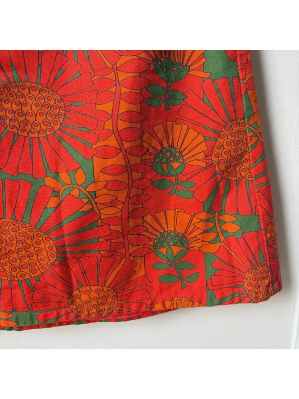Jolie Brown Dixie Strange Love Mini A-line Skirt Small Retro Mod Floral Orange - Picture 6 of 9